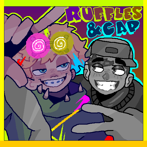 two friends smile and ✌ into the camera